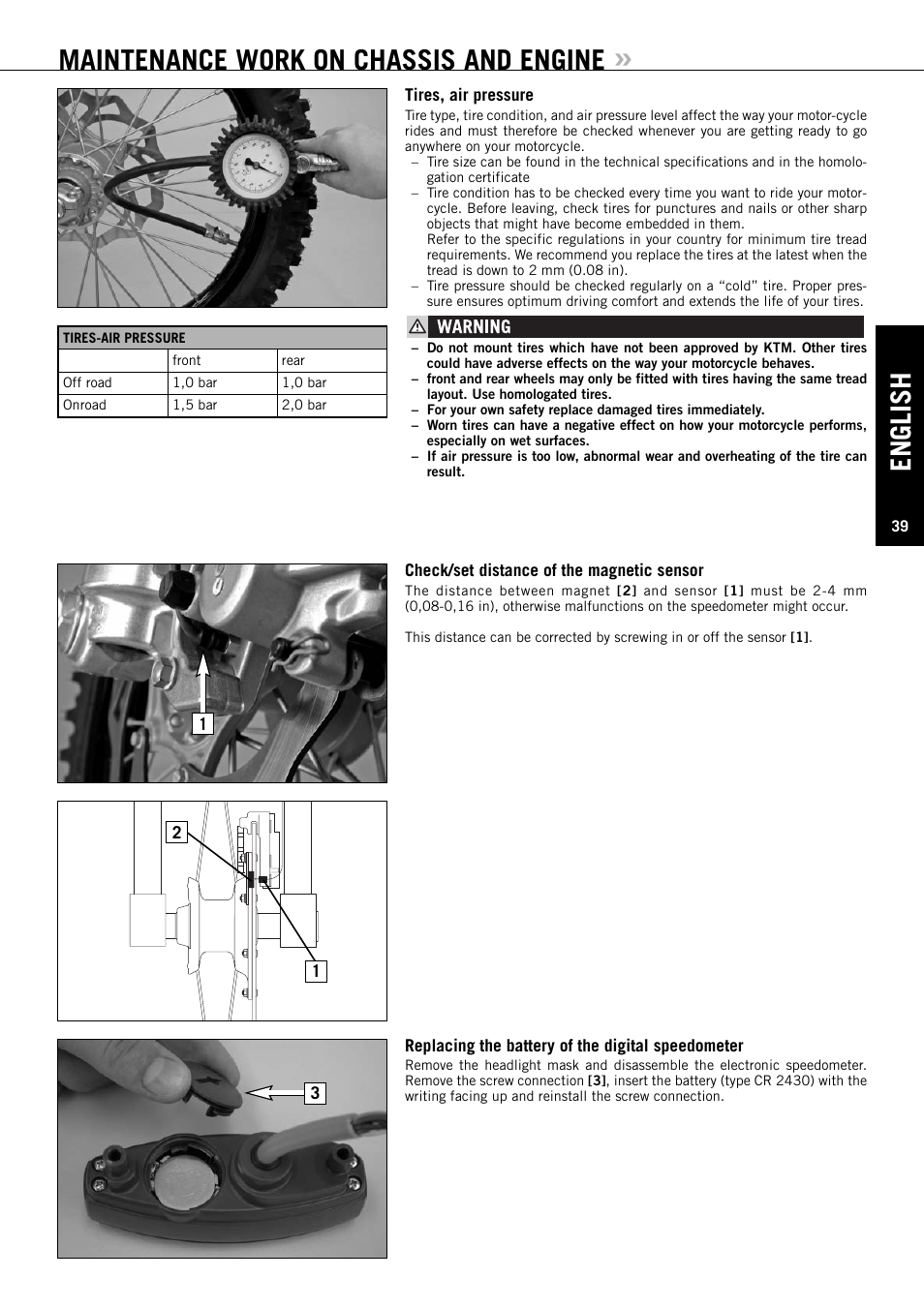 Maintenance work on chassis and engine, English | KTM EXC-F SIX DAYS  EN User Manual | Page 40 / 63