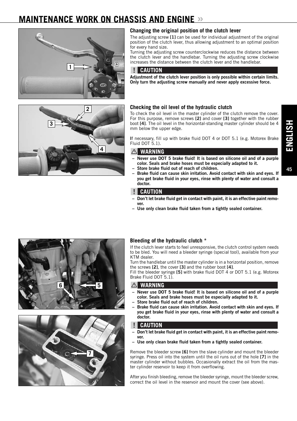 Maintenance work on chassis and engine, English | KTM EXC-F SIX DAYS  EN User Manual | Page 46 / 63