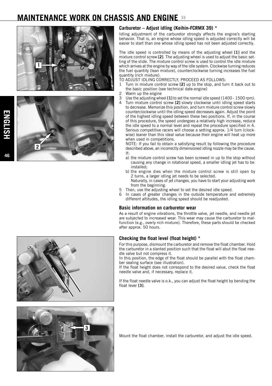 Maintenance work on chassis and engine, English | KTM EXC-F SIX DAYS  EN User Manual | Page 47 / 63