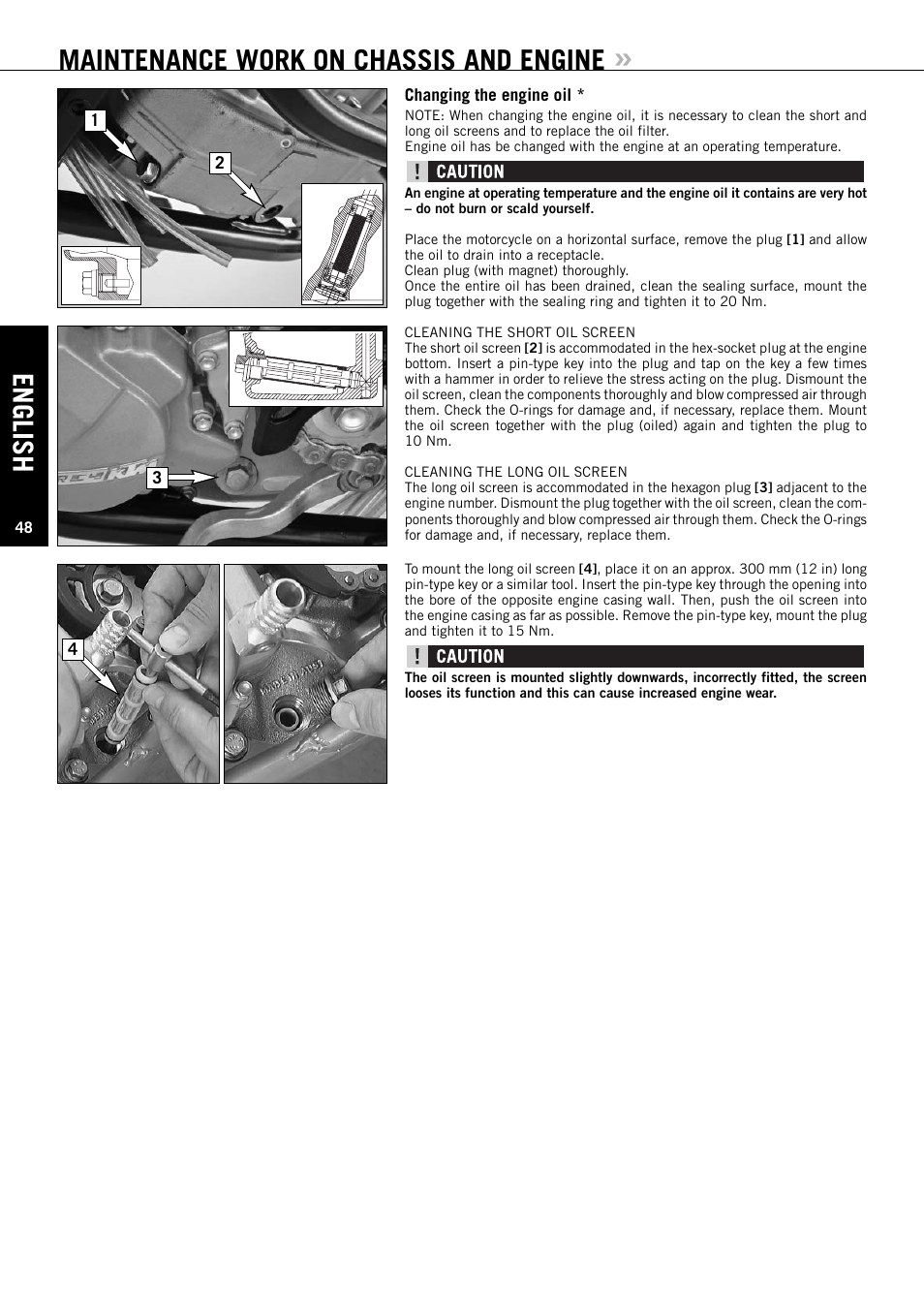Maintenance work on chassis and engine, English | KTM EXC-F SIX DAYS  EN User Manual | Page 49 / 63