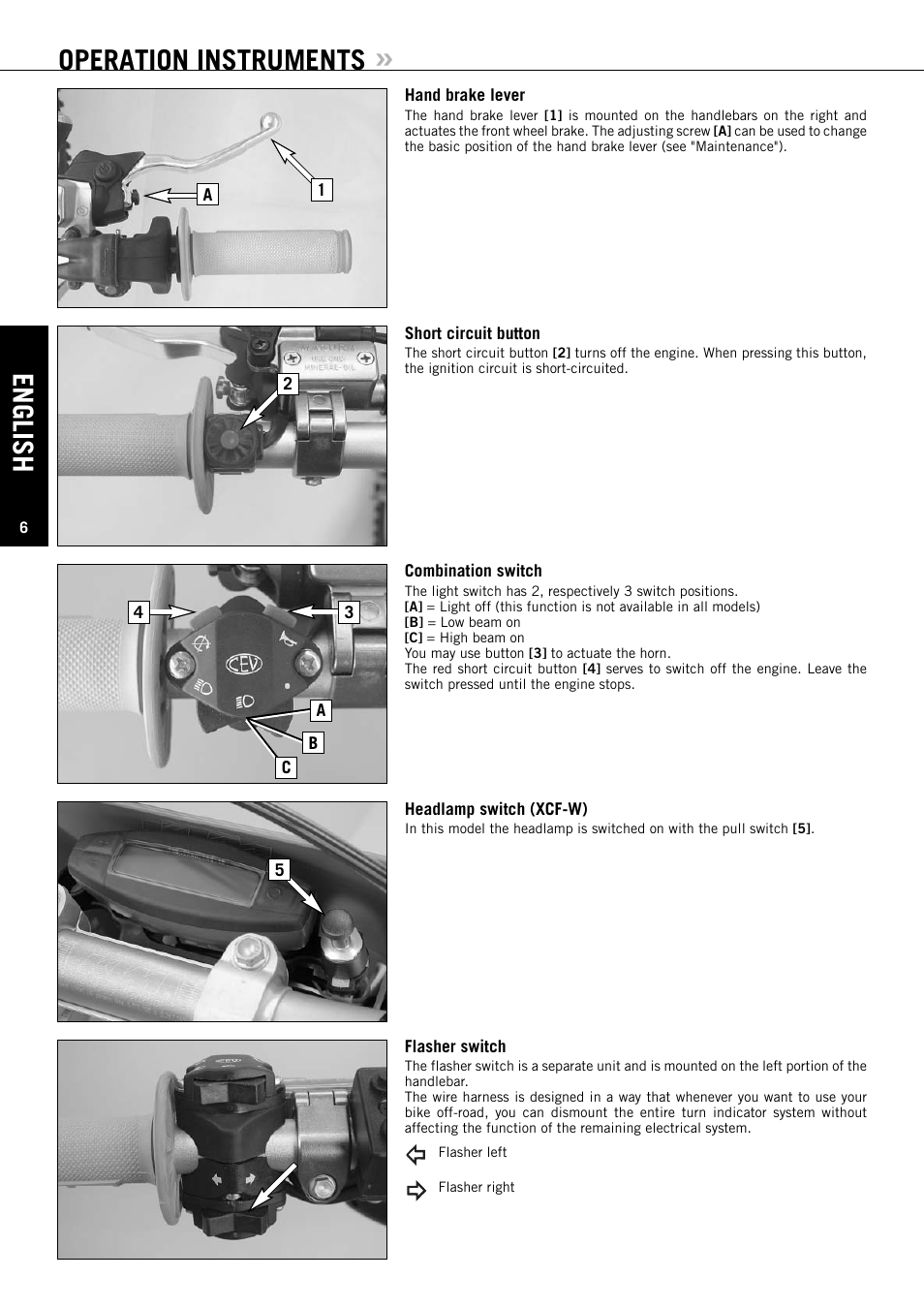 Operation instruments, English | KTM EXC-F SIX DAYS  EN User Manual | Page 7 / 63