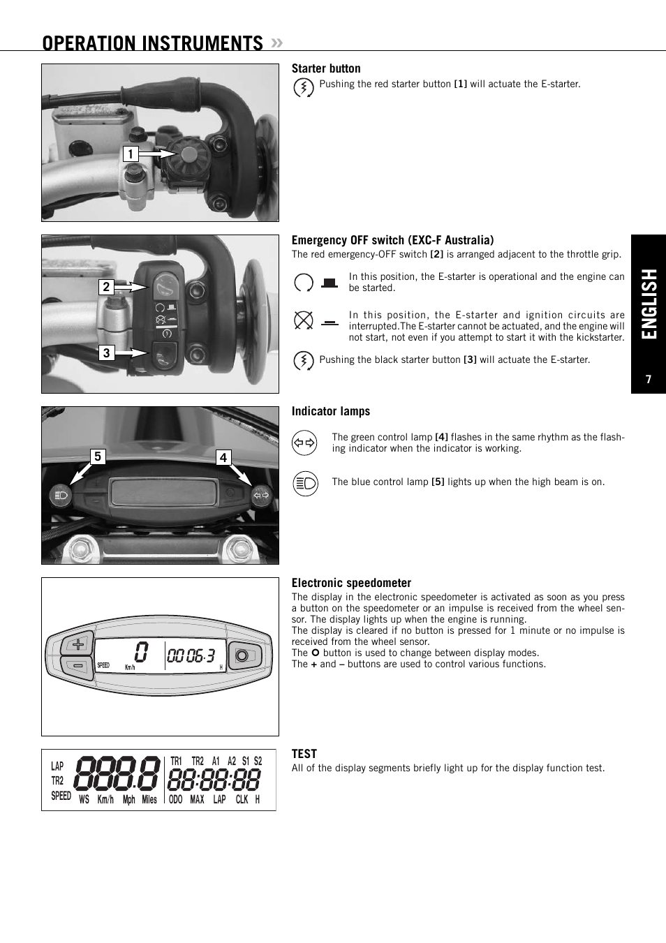 Operation instruments, English | KTM EXC-F SIX DAYS  EN User Manual | Page 8 / 63