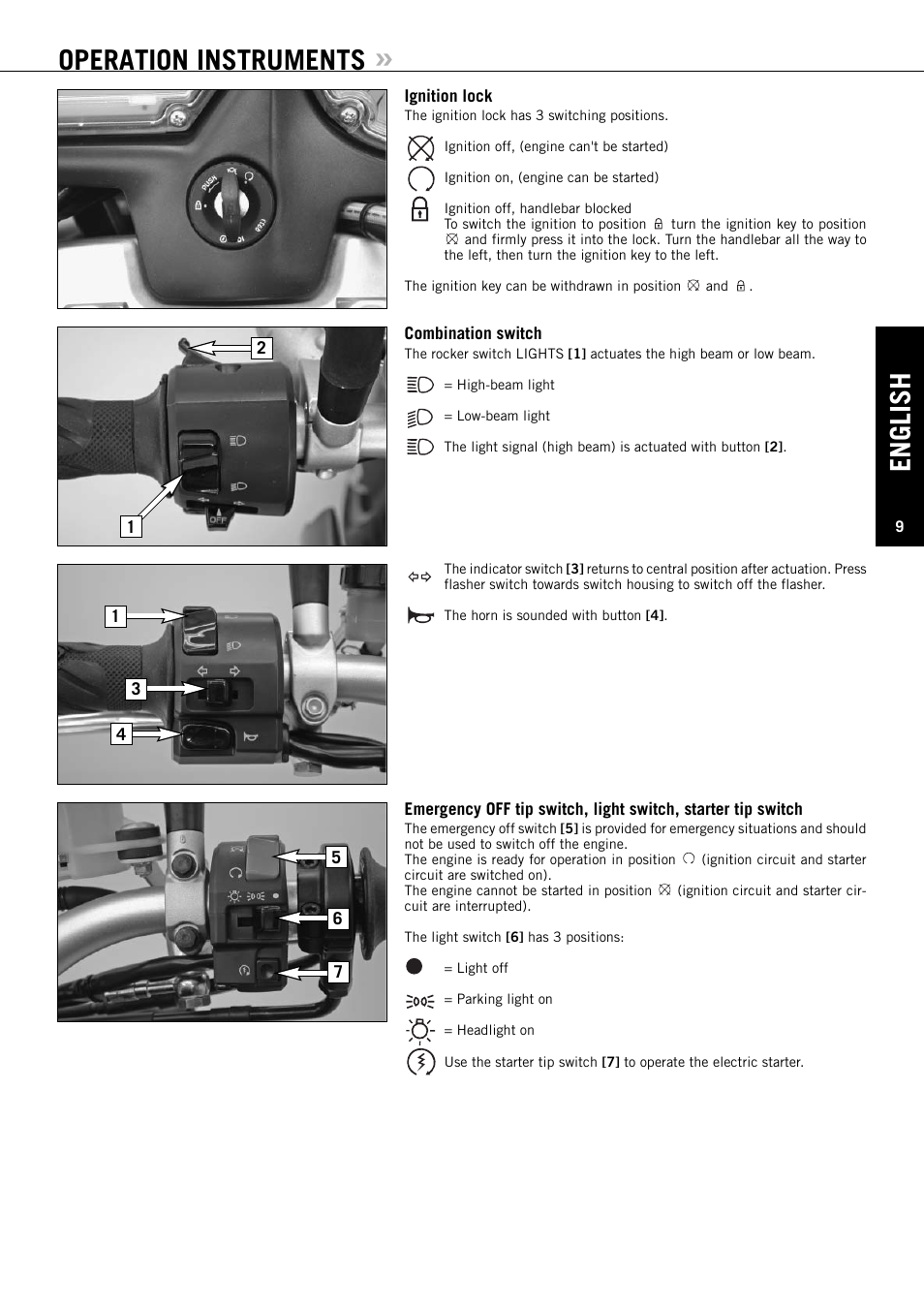 English, Operation instruments | KTM Super Duke 990s User Manual | Page 10 / 52
