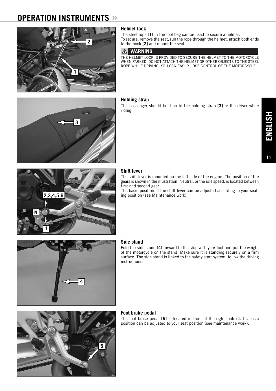 English, Operation instruments | KTM Super Duke 990s User Manual | Page 12 / 52