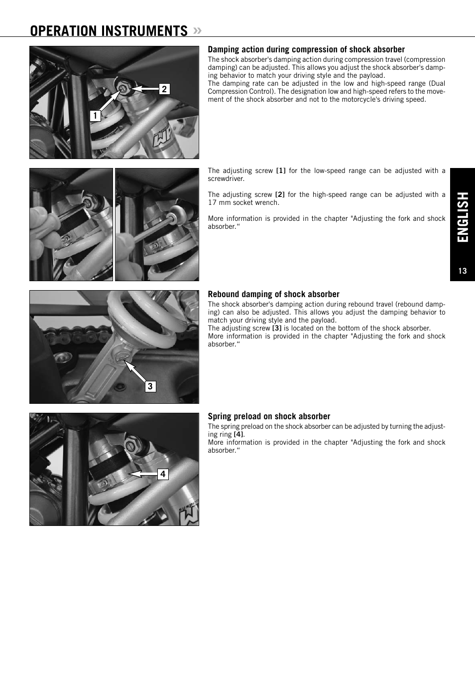 English, Operation instruments | KTM Super Duke 990s User Manual | Page 14 / 52