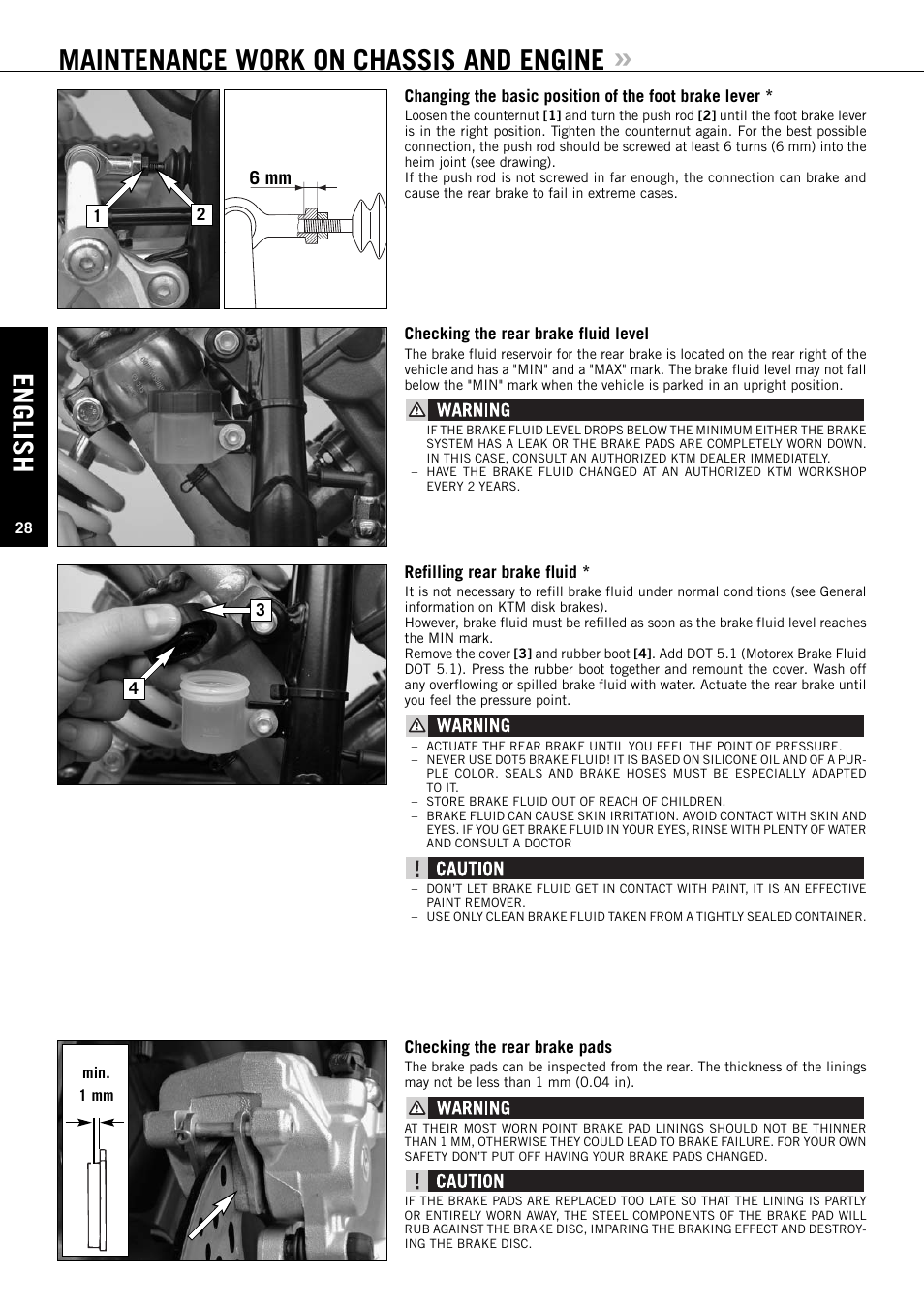 English, Maintenance work on chassis and engine, 6 mm | KTM Super Duke 990s User Manual | Page 29 / 52