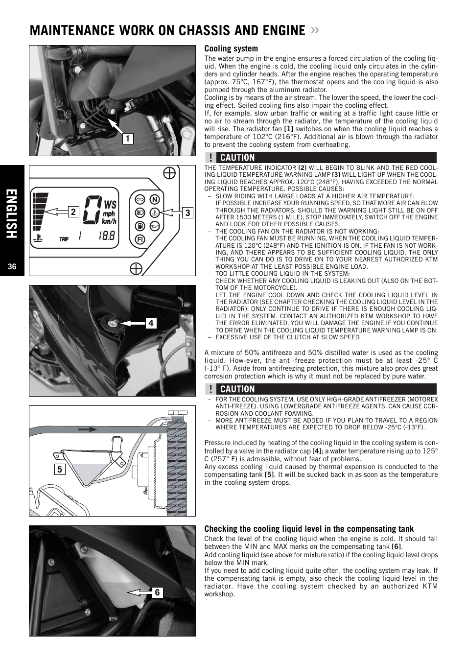 English, Maintenance work on chassis and engine | KTM Super Duke 990s User Manual | Page 37 / 52