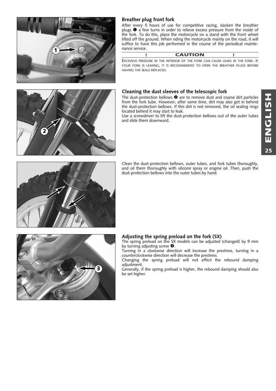 English | KTM 250 EXC RACING User Manual | Page 26 / 62