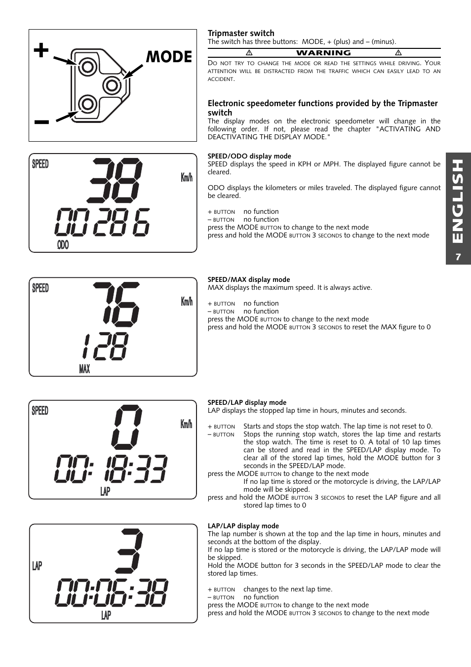 Mode, English | KTM 250 EXC RACING User Manual | Page 8 / 62