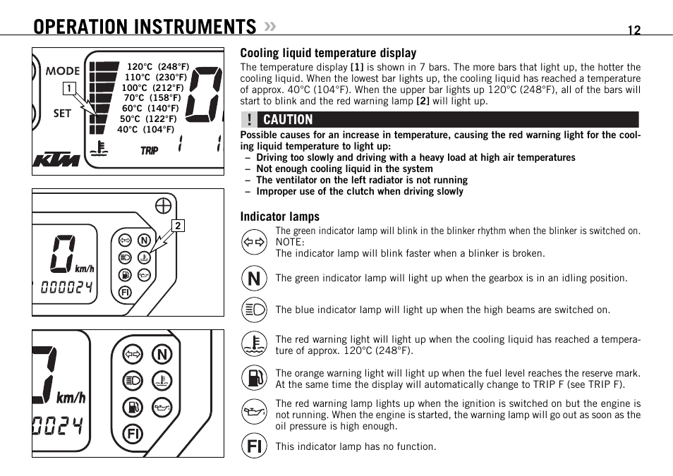 Operation instruments | KTM 950 SUPERMOTO R User Manual | Page 13 / 86