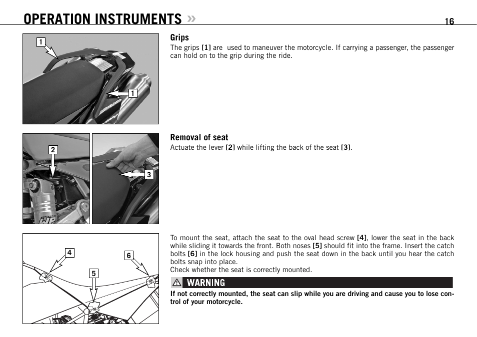 Operation instruments | KTM 950 SUPERMOTO R User Manual | Page 17 / 86