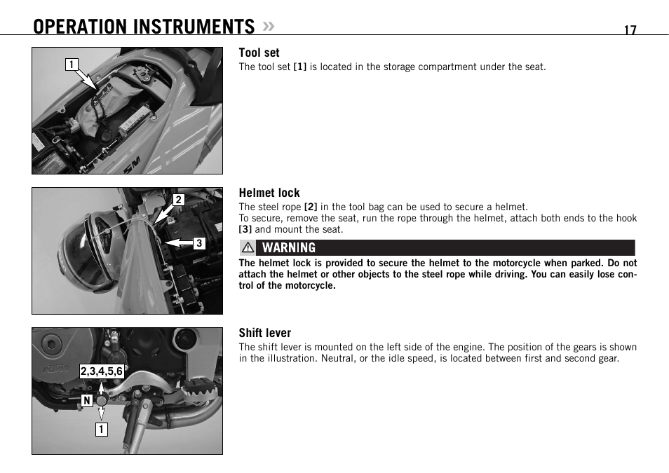 Operation instruments | KTM 950 SUPERMOTO R User Manual | Page 18 / 86