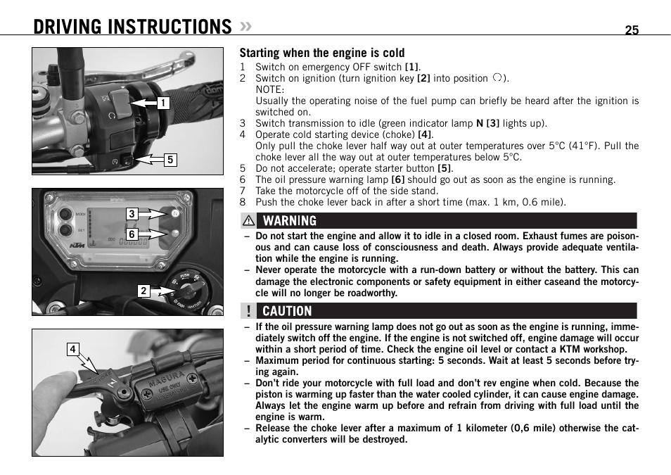 Driving instructions | KTM 950 SUPERMOTO R User Manual | Page 26 / 86