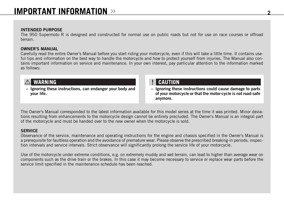 Important information | KTM 950 SUPERMOTO R User Manual | Page 3 / 86