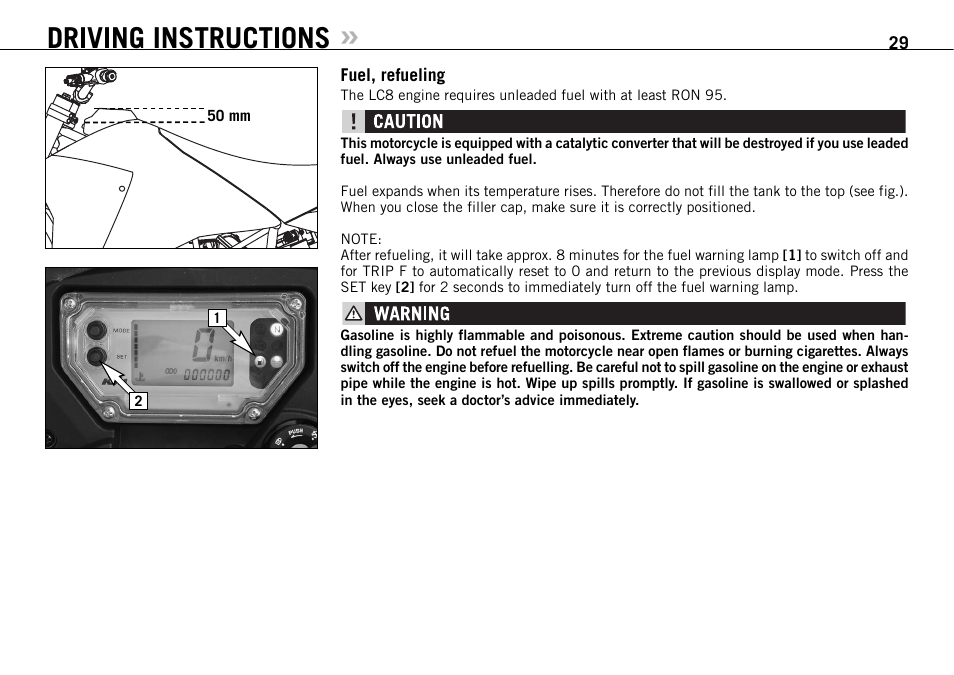 Driving instructions | KTM 950 SUPERMOTO R User Manual | Page 30 / 86