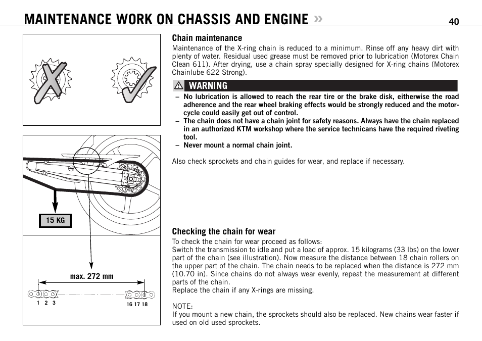 Maintenance work on chassis and engine | KTM 950 SUPERMOTO R User Manual | Page 41 / 86