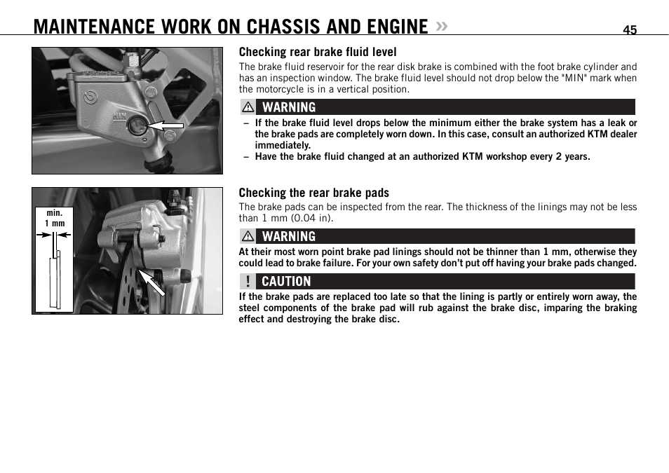 Maintenance work on chassis and engine | KTM 950 SUPERMOTO R User Manual | Page 46 / 86