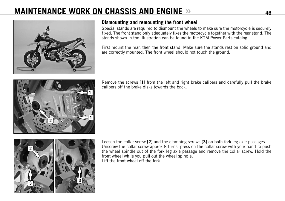 Maintenance work on chassis and engine | KTM 950 SUPERMOTO R User Manual | Page 47 / 86