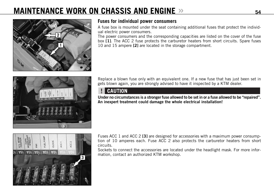 Maintenance work on chassis and engine | KTM 950 SUPERMOTO R User Manual | Page 55 / 86