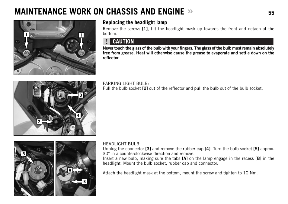 Maintenance work on chassis and engine | KTM 950 SUPERMOTO R User Manual | Page 56 / 86