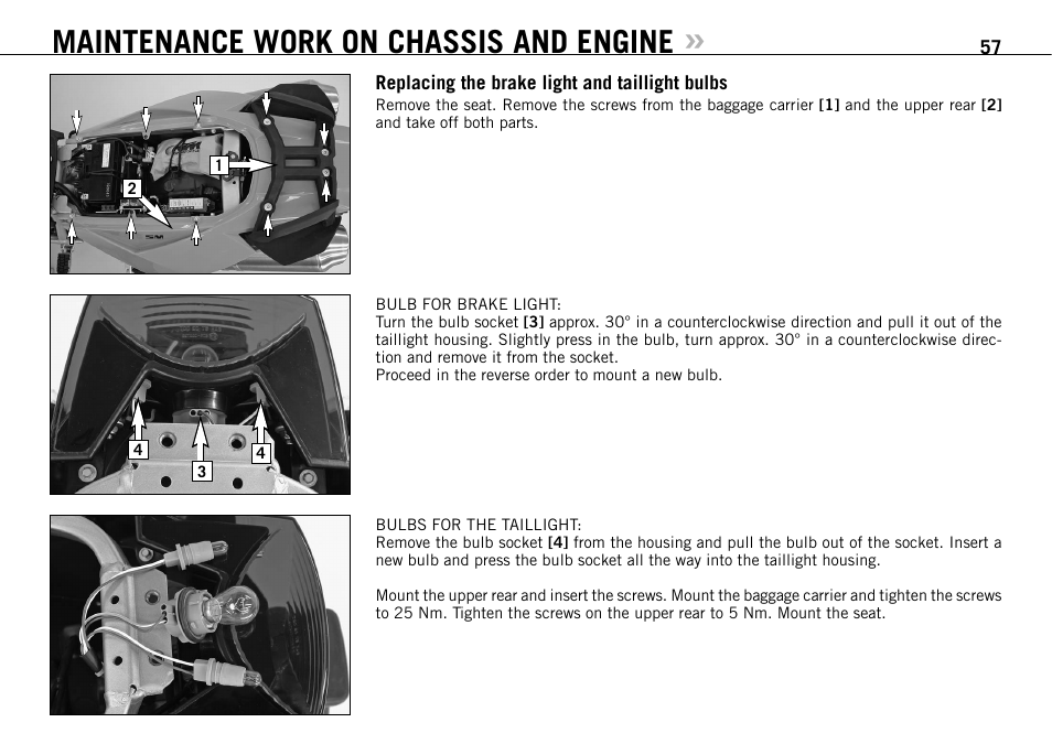 Maintenance work on chassis and engine | KTM 950 SUPERMOTO R User Manual | Page 58 / 86