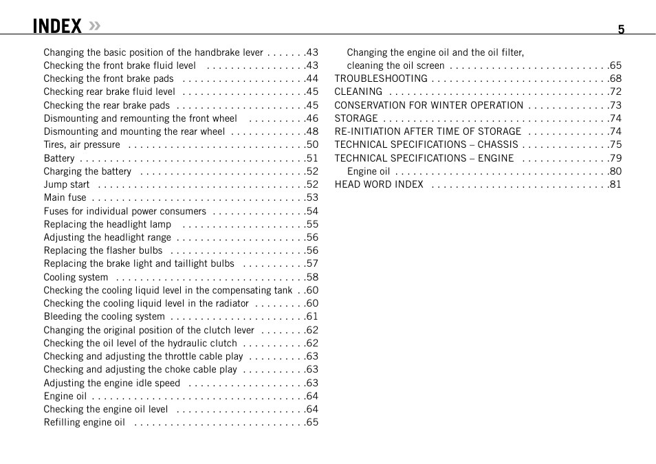 Index | KTM 950 SUPERMOTO R User Manual | Page 6 / 86
