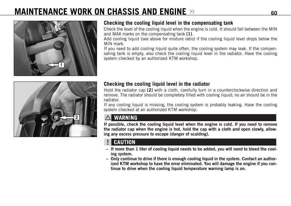 Maintenance work on chassis and engine | KTM 950 SUPERMOTO R User Manual | Page 61 / 86