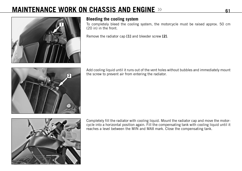 Maintenance work on chassis and engine | KTM 950 SUPERMOTO R User Manual | Page 62 / 86