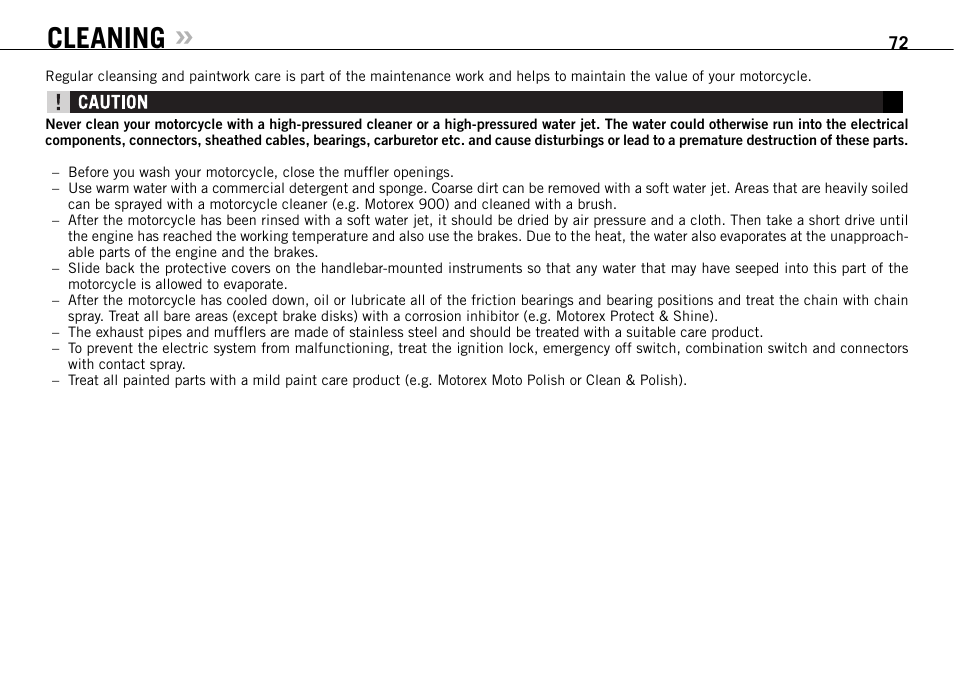 Cleaning | KTM 950 SUPERMOTO R User Manual | Page 73 / 86