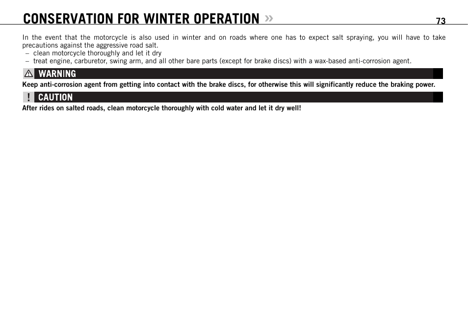 Conservation for winter operation | KTM 950 SUPERMOTO R User Manual | Page 74 / 86