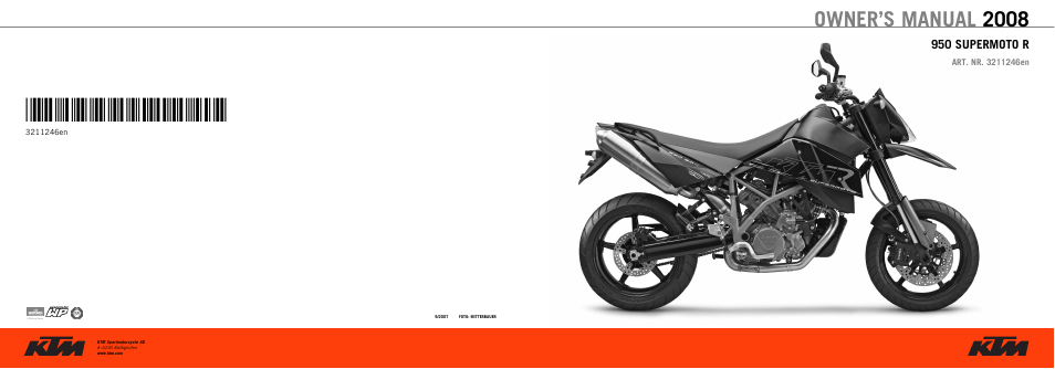 Owner’s manual 2008 | KTM 950 SUPERMOTO R User Manual | Page 86 / 86