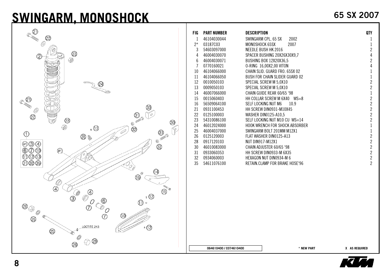 Swingarm, monoshock | KTM 65 SX 2007 User Manual | Page 10 / 24