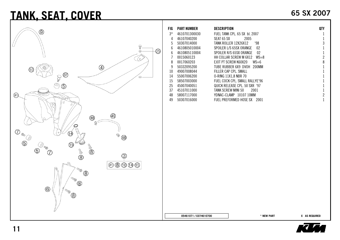 Tank, Seat, cover | KTM 65 SX 2007 User Manual | Page 13 / 24