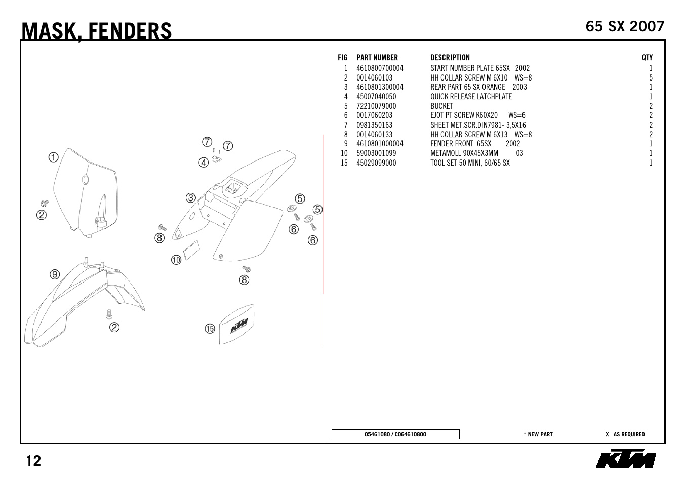 Mask, Fenders | KTM 65 SX 2007 User Manual | Page 14 / 24