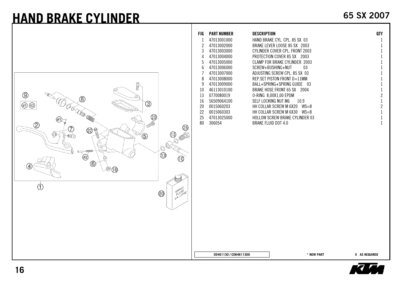 Hand, Brake cylinder | KTM 65 SX 2007 User Manual | Page 18 / 24