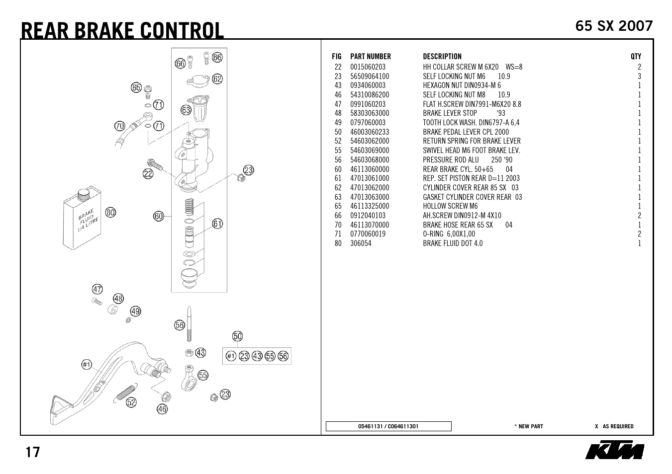 Rear, Brake control | KTM 65 SX 2007 User Manual | Page 19 / 24