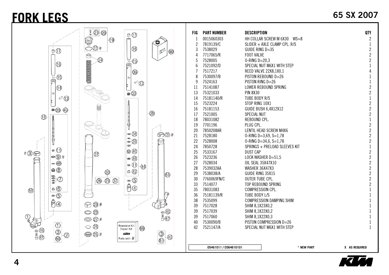 Fork, Legs | KTM 65 SX 2007 User Manual | Page 6 / 24