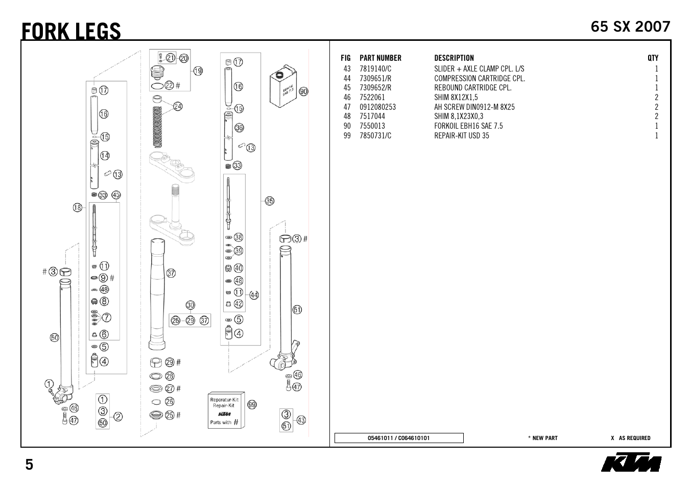 Fork, Legs | KTM 65 SX 2007 User Manual | Page 7 / 24