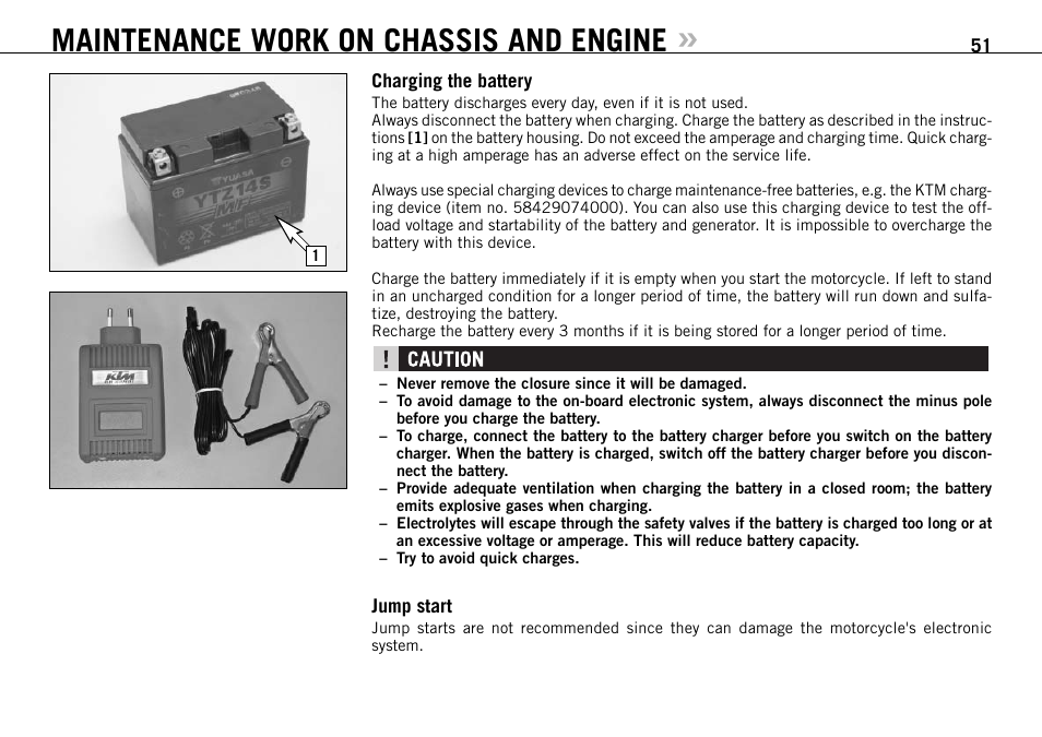 Maintenance work on chassis and engine | KTM 950 R User Manual | Page 52 / 86