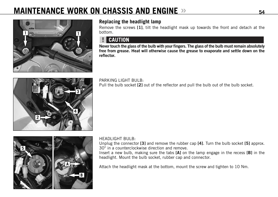 Maintenance work on chassis and engine | KTM 950 R User Manual | Page 55 / 86