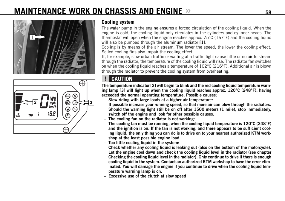 Maintenance work on chassis and engine | KTM 950 R User Manual | Page 59 / 86