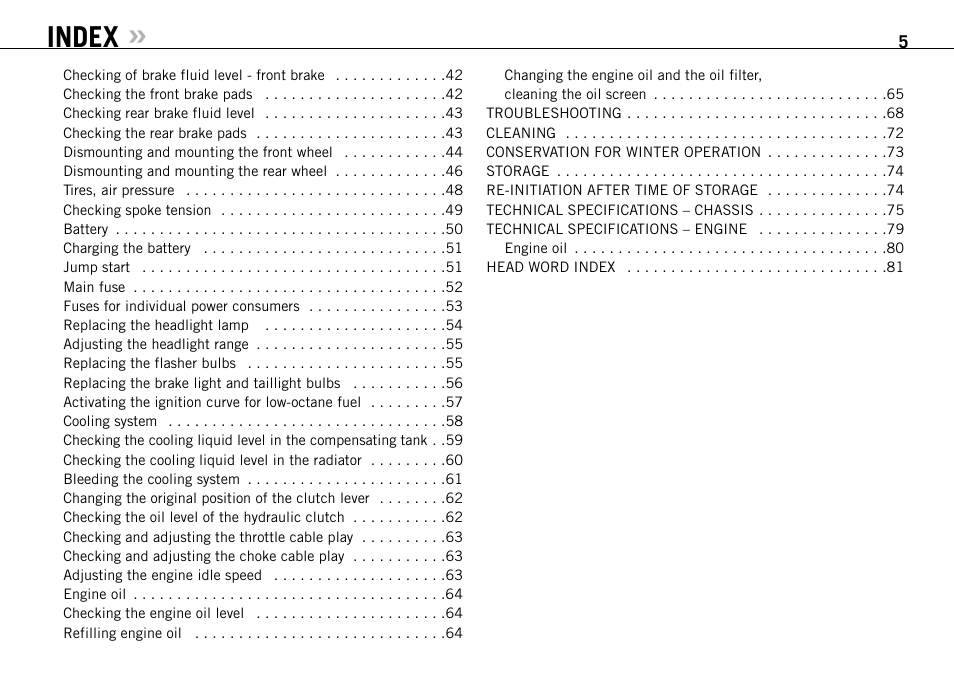 Index | KTM 950 R User Manual | Page 6 / 86