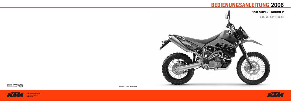 Bedienungsanleitung 2006 | KTM 950 R User Manual | Page 86 / 86
