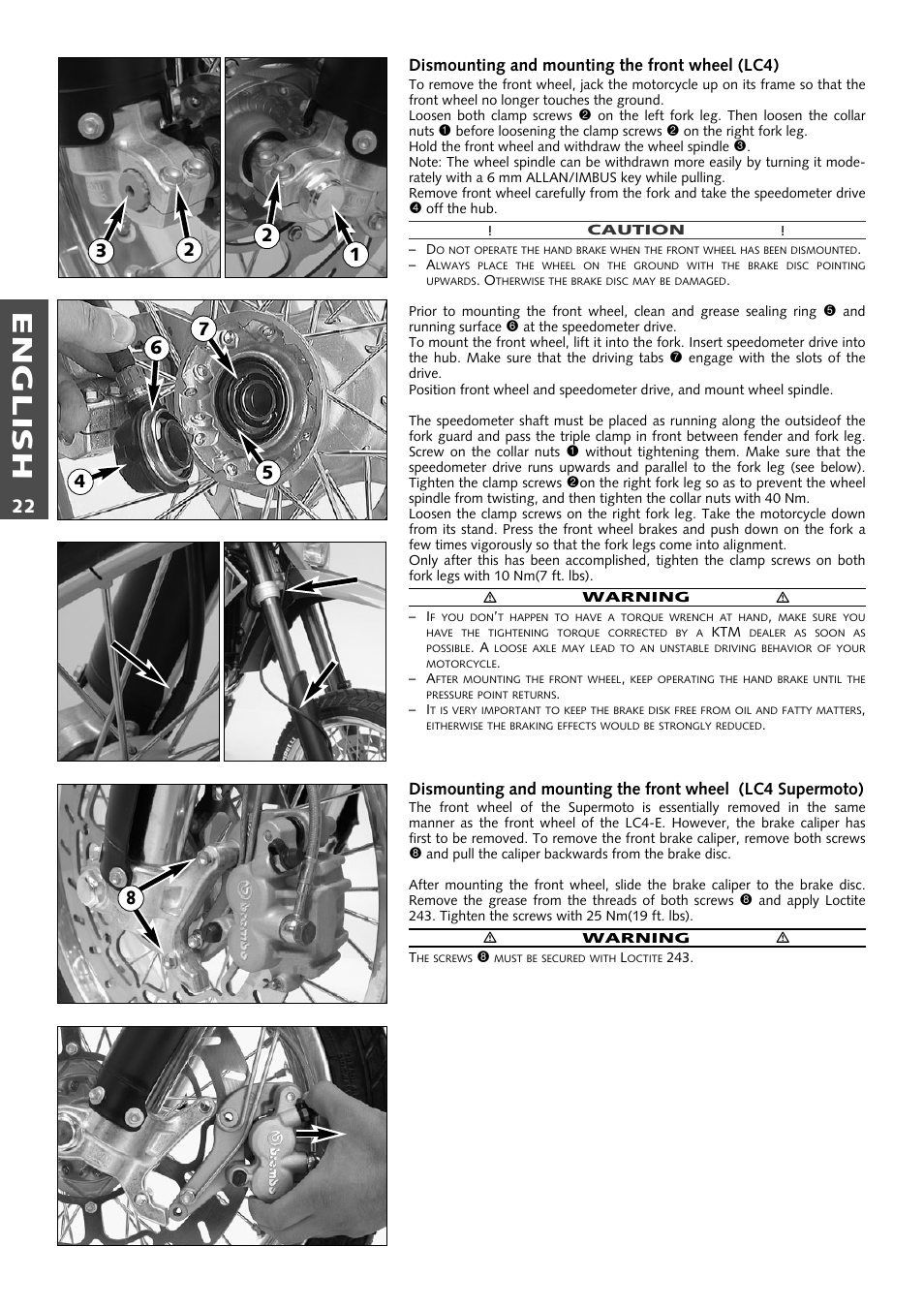 English | KTM Supermoto 640LC4 User Manual | Page 23 / 46