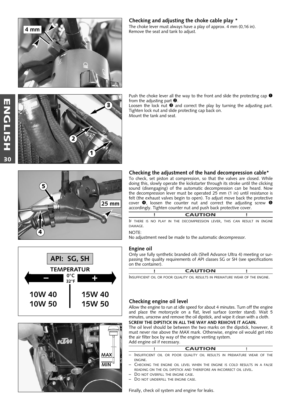 English, Api: sg, sh | KTM Supermoto 640LC4 User Manual | Page 31 / 46