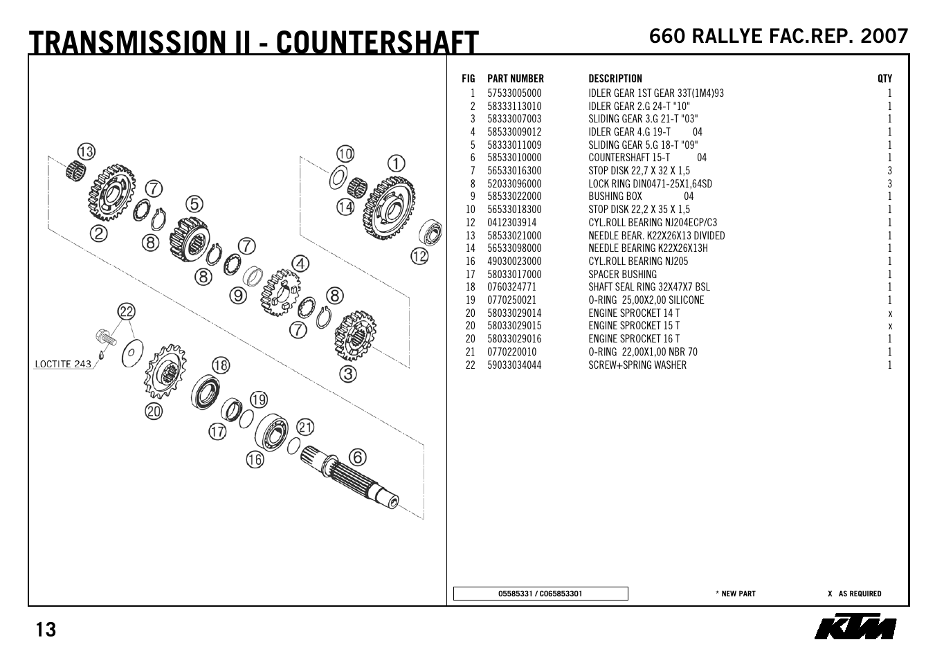 Transmission, Countershaft | KTM 3CM088249GEN User Manual | Page 15 / 32