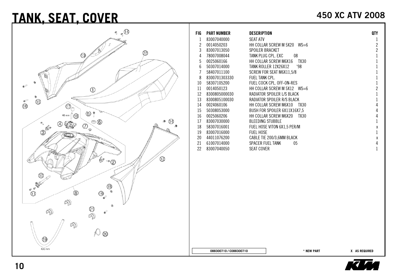 Tank, Seat, cover | KTM 450 XC ATV 2008 User Manual | Page 12 / 28