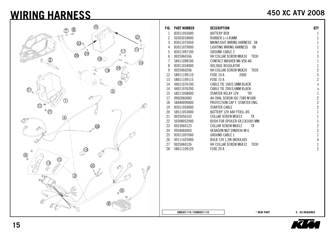 Wiring, Harness | KTM 450 XC ATV 2008 User Manual | Page 17 / 28