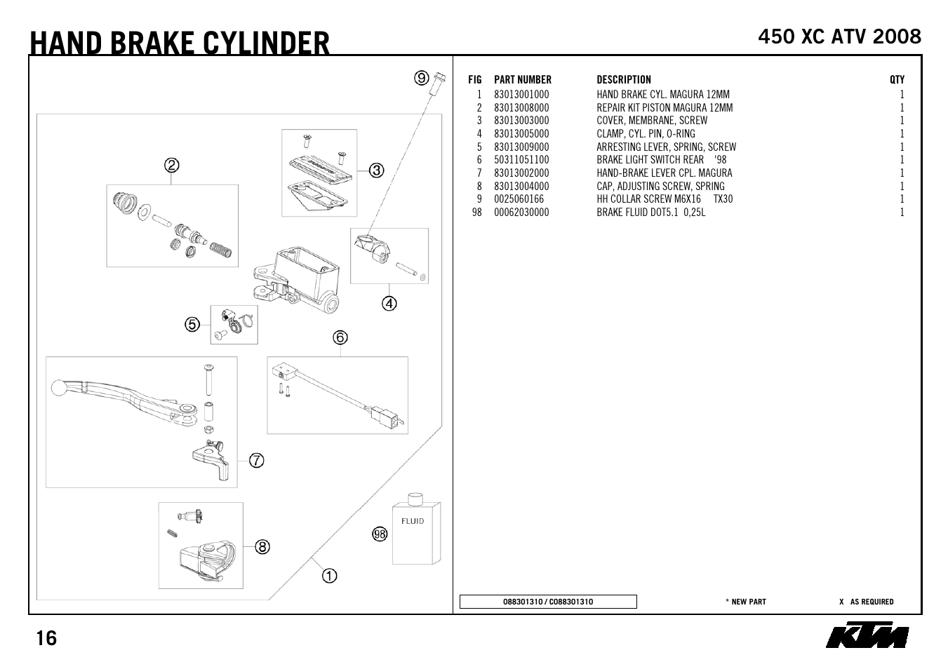 Hand, Brake cylinder | KTM 450 XC ATV 2008 User Manual | Page 18 / 28