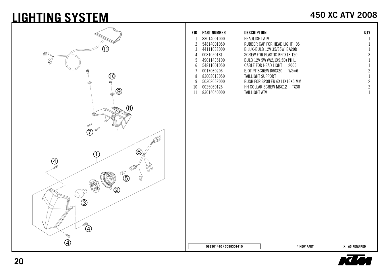 Lighting system | KTM 450 XC ATV 2008 User Manual | Page 22 / 28